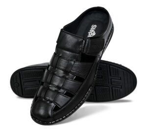 Men Premium Leather Black Open Mule For Men ( ST-1040 BLACK )