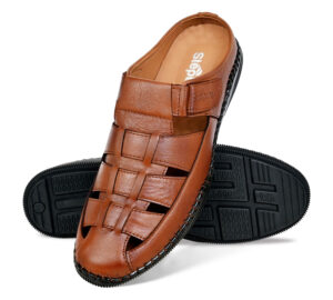 Men Premium Leather Tan Open Mule For Men ( ST-1040 TAN )