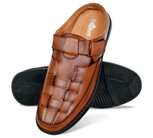 Men Premium Leather Tan Open Mule For Men ( ST-1054 TAN )